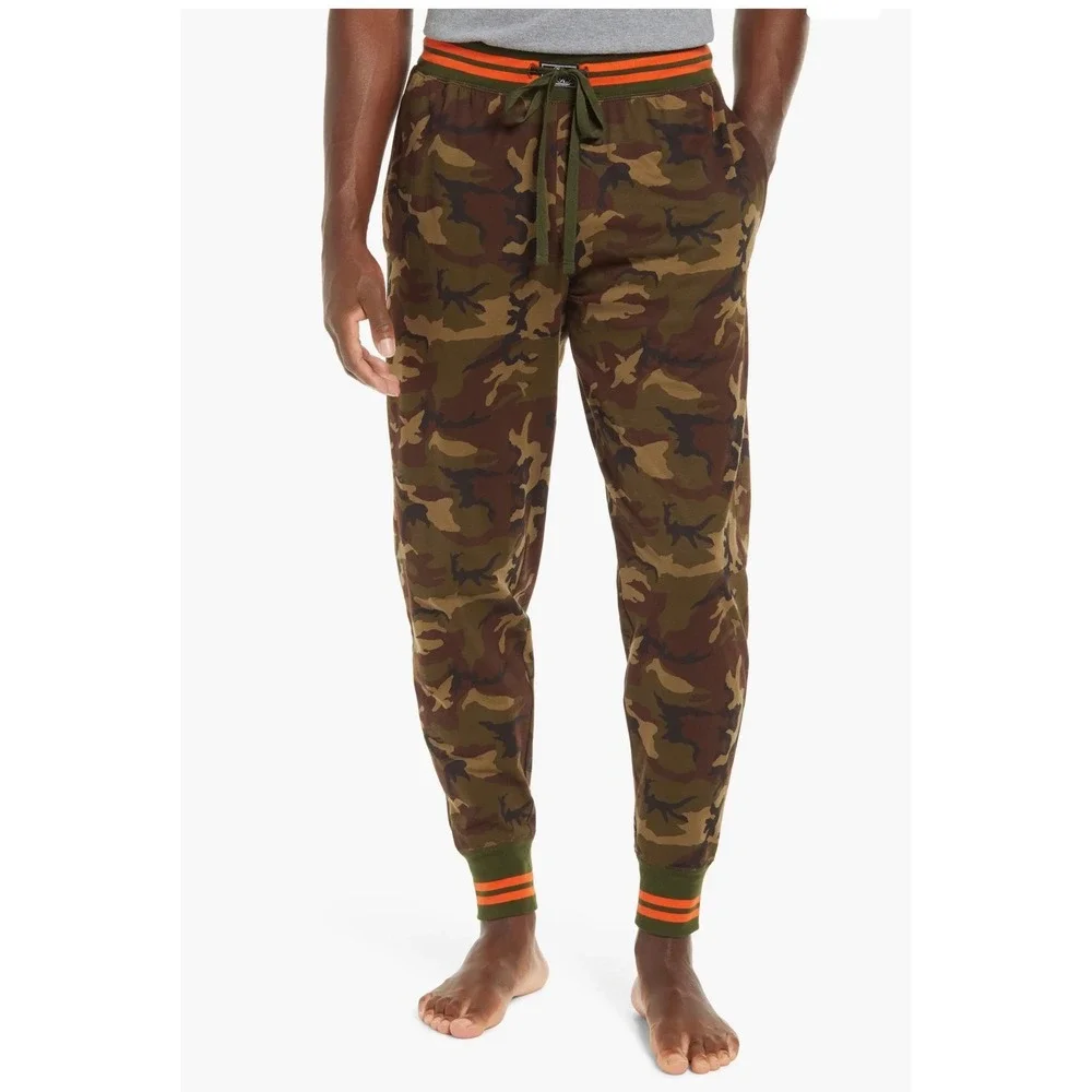 Polo Ralph Lauren Mens Camo Jogger Pajama Pants XL Orange Stripe Sleepwear